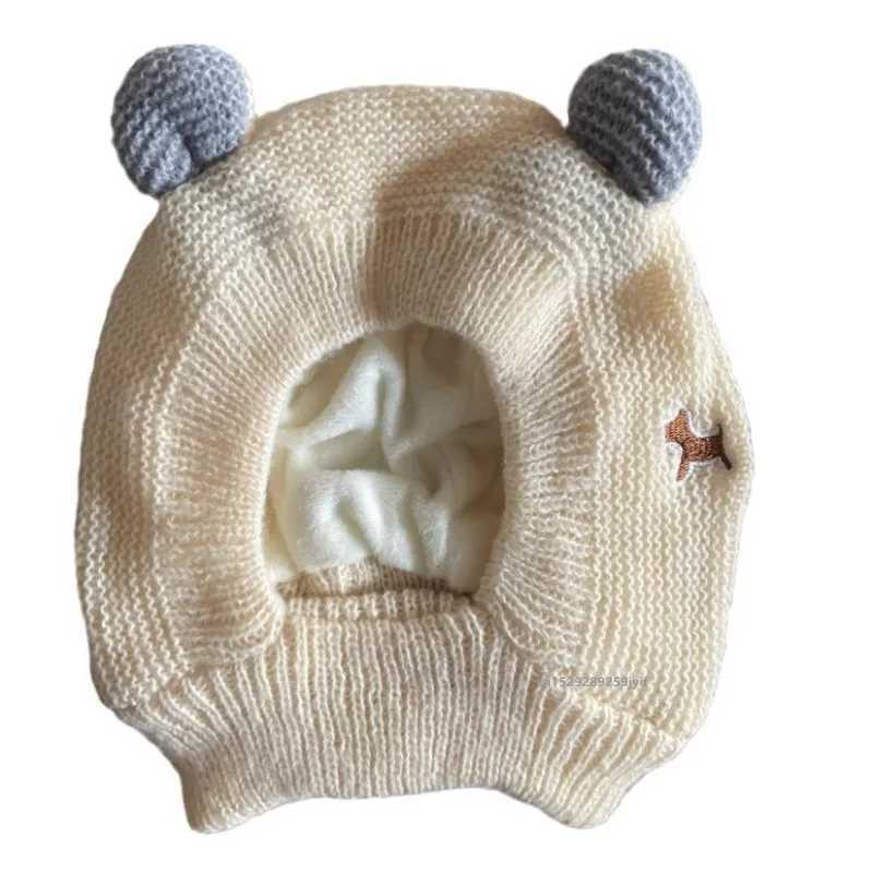 Winter childrens warm baby knitted hats childrens knitted hats with ears solid color childrens hats suitable accessories for boys and girls W241213