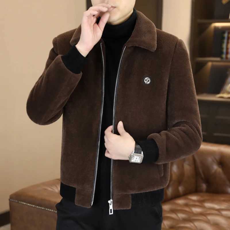 2024 Winter Artificial Fur Mens Thick Fur Integrated Jacket High Quality Casual Business Windproof Jacket Mens Wear W241213