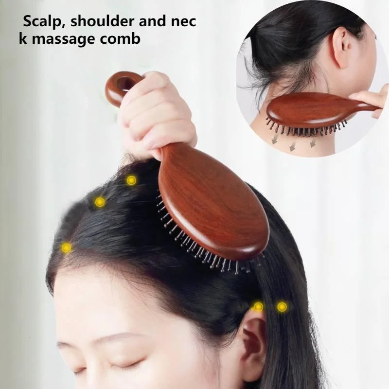 Natural Sandalwood Wooden Air Cushion Comb No-static Head Scalp Scraping Meridians Massage Hair Brush for Women Men 241213