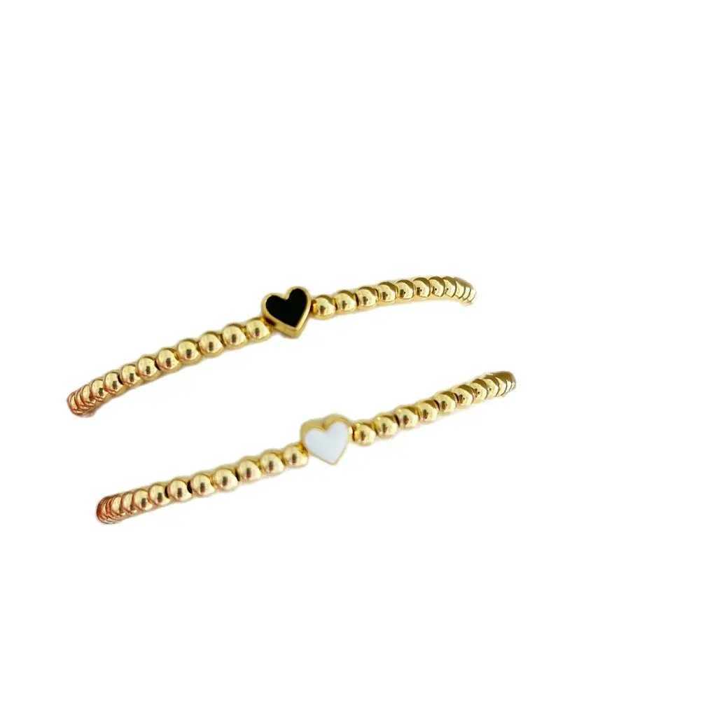 Go2boho Heart Charm 18K Gold Plated Beaded Bracelet Strand Stretch Women Jewelry Adjustabl High Quality Fashion Jewellery GiftXJ241214