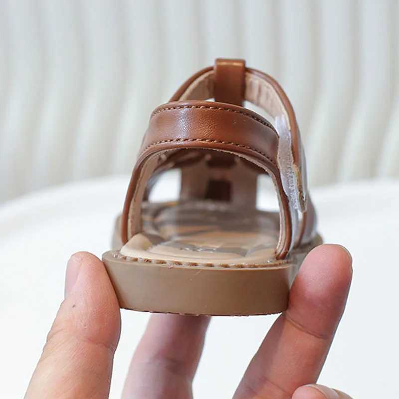 Sandals Girls Hollow Capped Toe Sandals Non-slip Children Summer Beach Shoes Kids Gladiator Sandals Solid Color Kids Shoes Girl H05254 H241213