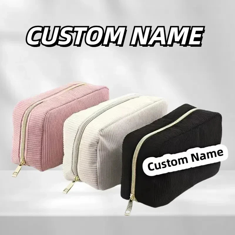 Personalized makeup bag named Corduroy bridal makeup bag travel multifunctional womens toilet customized storage bag 241212