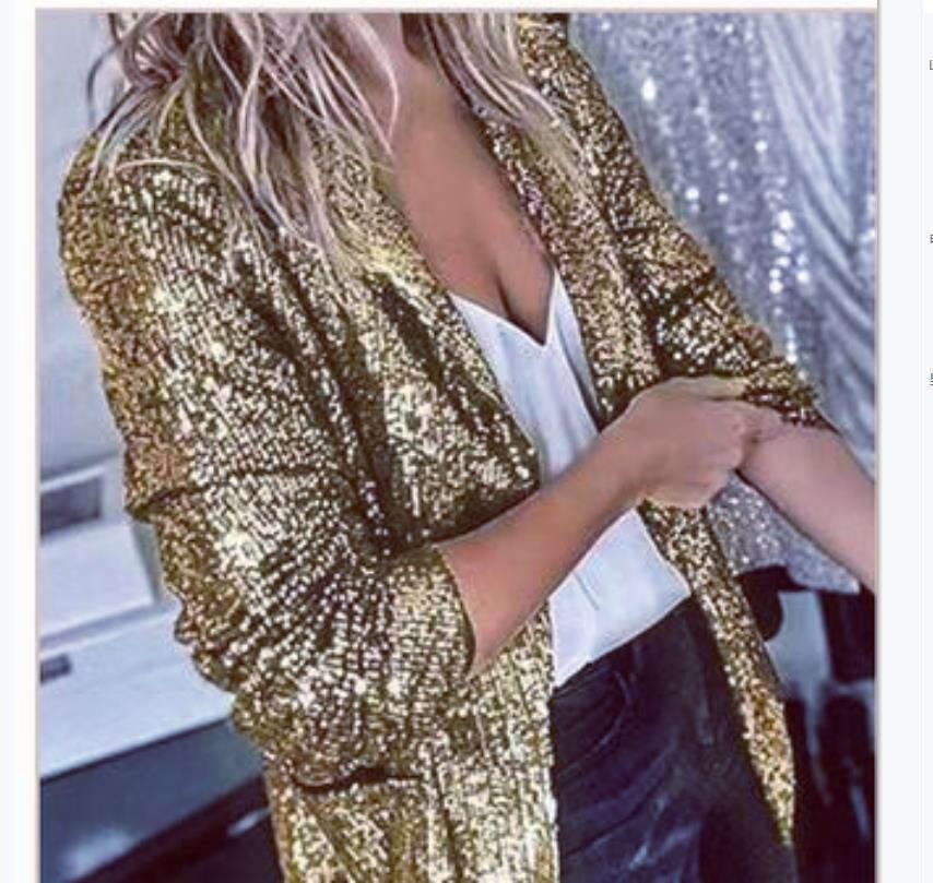European And American Casual Sequin Top With Multi Colored Sequins Long Sleeved Temperament Suit Jacket Ins