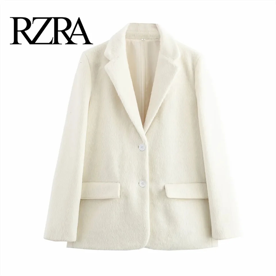 24 Autumn Product Womens Fashion Long Sleeve Artificial Fur Effect Straight Cut Casual Suit Coat 241209