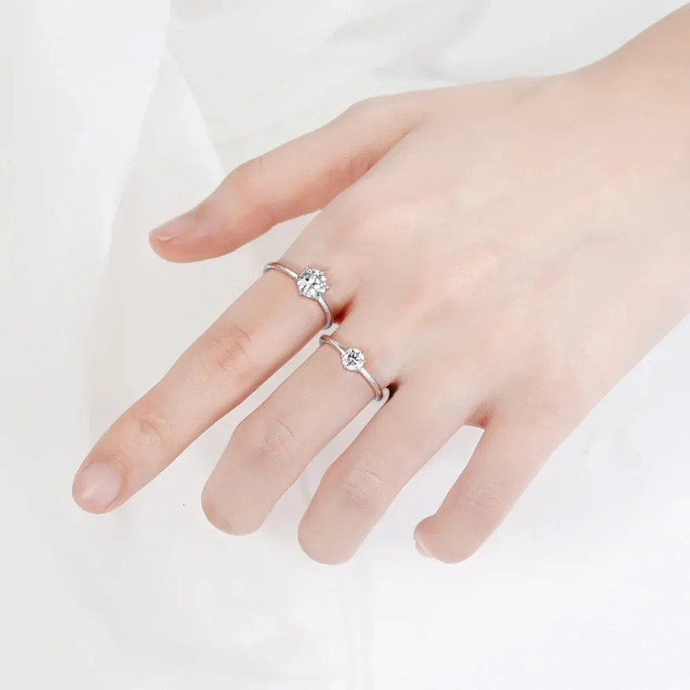 Trumium 0.5/1 Ct D Color Ring For Women Diamond Rings s925 Silver Engagement Wedding Bands Fine Jewelry 241214