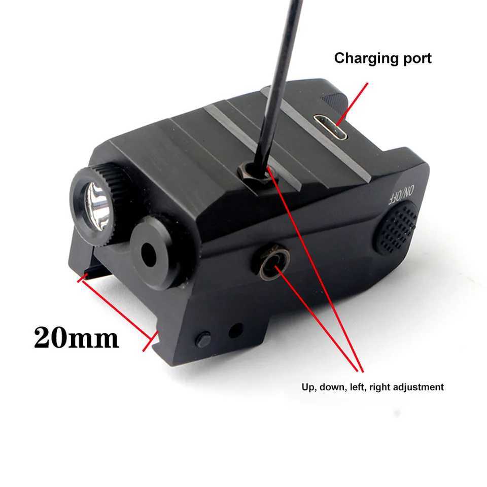 Tactical D Weapon Gun Light Red Dot Laser Sight Combo 350LM USB Rechargeab Pistol Flashlight for 20mm Picatinny Rail MountXJ241214