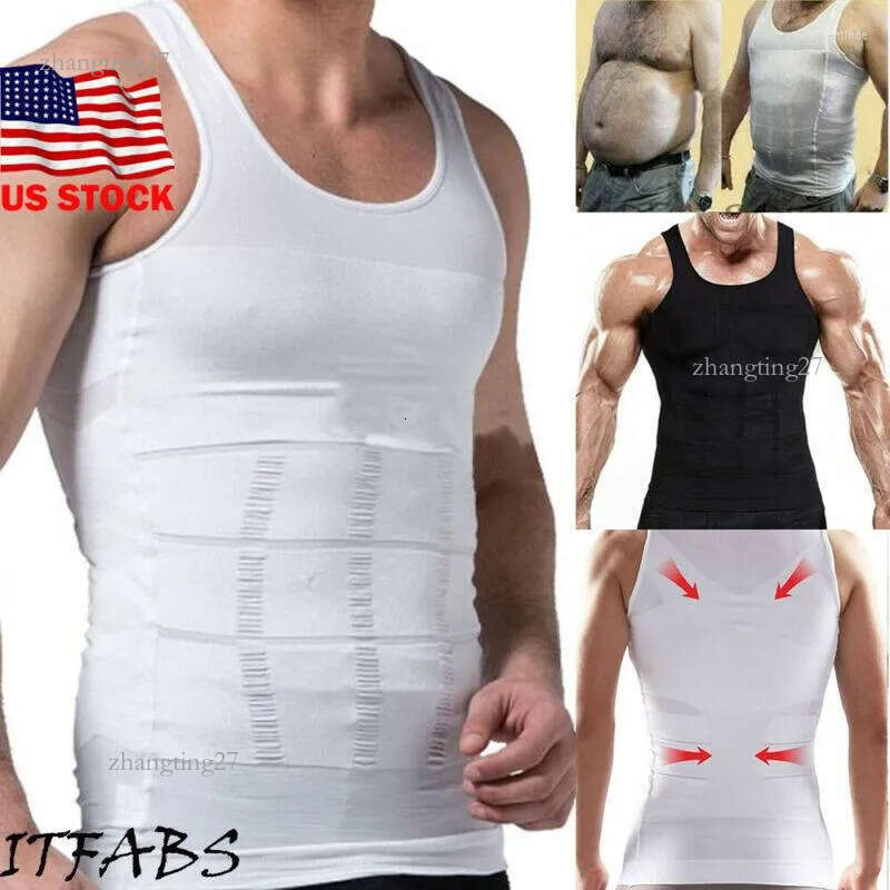 Men's Tank Tops Waist Boobs Compression Shirts Men Body Slimming Shaper Vest Slim Chest Belly