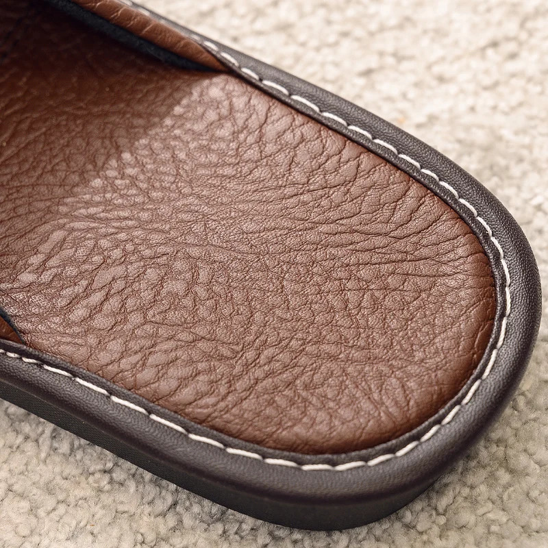 Plus Size 47 48 Mens Autumn Home Shoes Unisex Leather Slippers Comfort Indoor Men Flat 241214