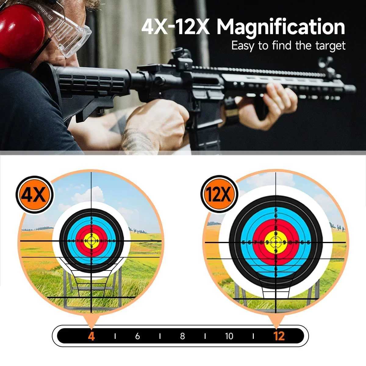 4-12X50IR Laser Flashlight Red Dot Combo Optical Sight Long Range Sniper Rifscope Adjustab Brightn Airsoft Hunting ScopesXJ241214