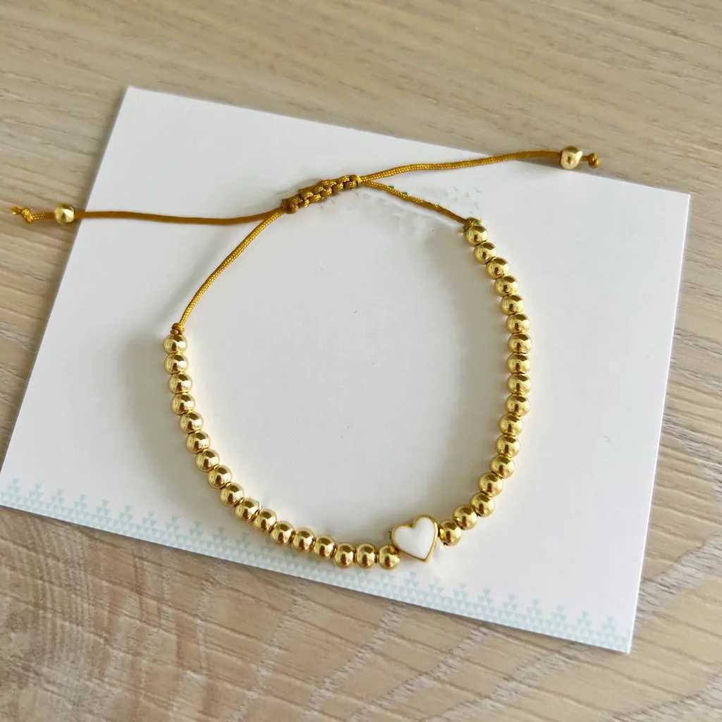Go2boho Heart Charm 18K Gold Plated Beaded Bracelet Strand Stretch Women Jewelry Adjustabl High Quality Fashion Jewellery GiftXJ241214