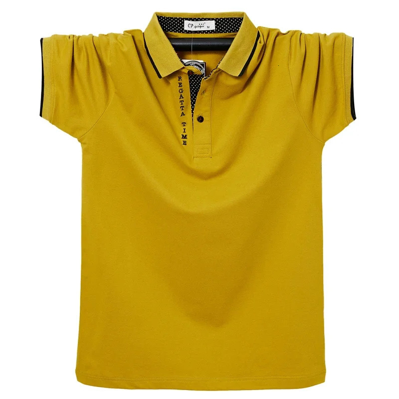 Men Polo Shirt Summer Breathable Cotton Letter Embroidery Short Top Tees Business Casual 6XL Plus Size 241213