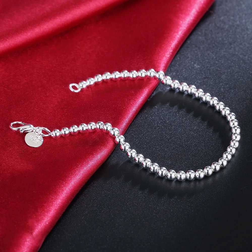 Christmas gifts charm 925 Sterling Bracelet 4MM beads chain for woman Popular brands jewelry fashion Wedding partyXJ241214