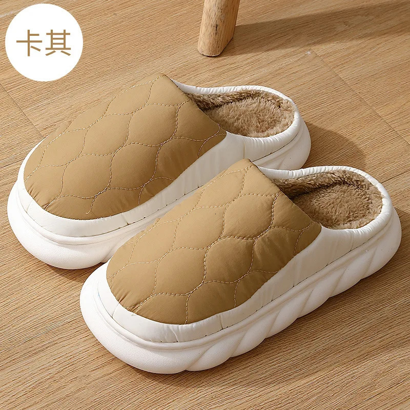 Comwarm Winter Fur Plush Women Slippers Fluffy Warm Waterproof Home Men Outdoor Soft Sole Furry 241214