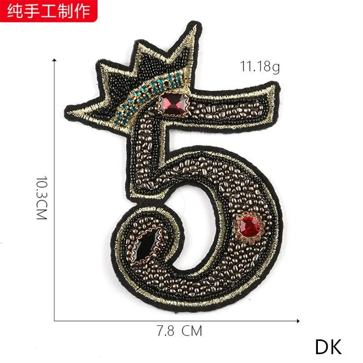 arrival 3 pcs Handmade Numbers Beaded Embroidered patches sew on Motif Applique bag hat shoe diamond accessory diy 241213