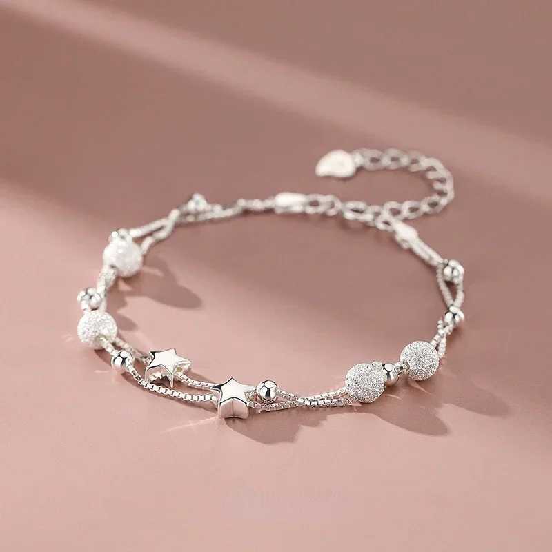 925 Sterling Silver Beautiful Stars Bracelets For Women Korean Fashion Designer Adjustable Bead Bracelet Luxury Original JewelryXJ241214