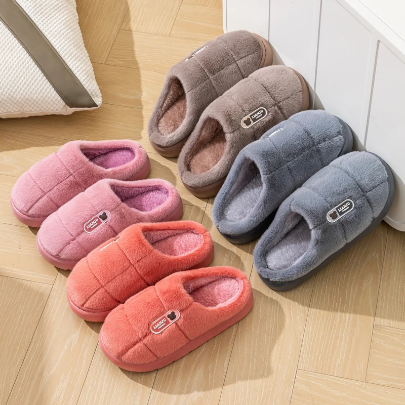 Unisex Extra Large Size Winter Warm Fluffy Slippers Soft Nonslip Slides For Men Women Indoor Mule Flat Home Cotton Shoes 241214