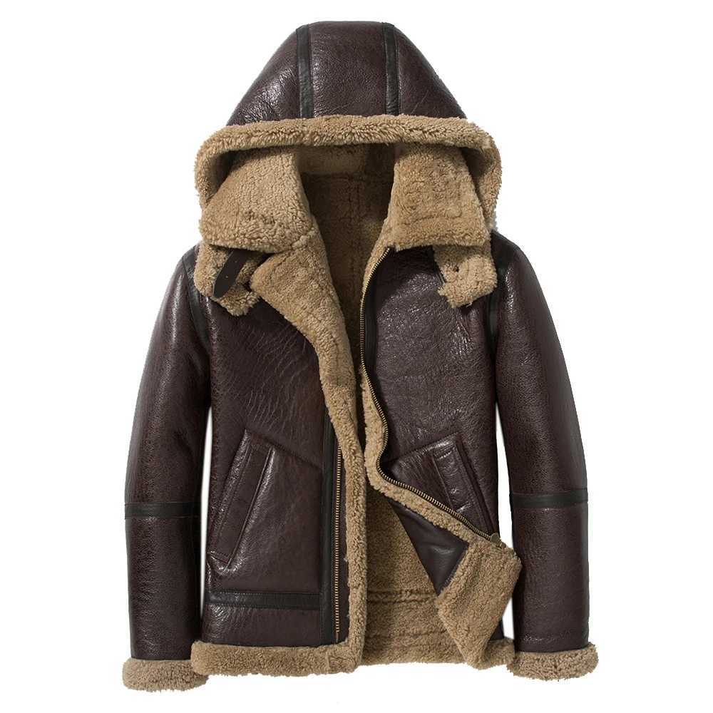LUHAYESA detachable hooded real fur coat mens winter thick brown natural wool coat W241213