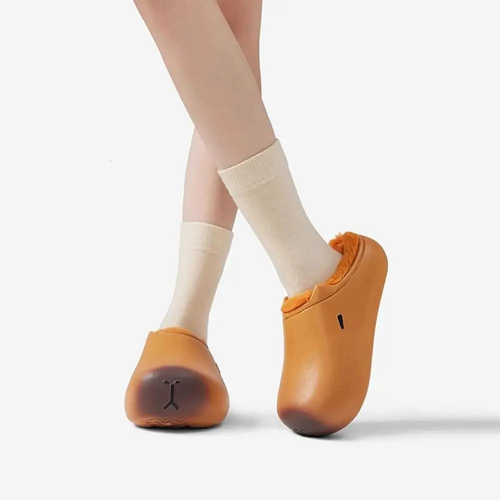Cute Cartoon Capybara Cotton Slippers Half Wrap Heel Home Soft Nonslip Warm Breathable Indoor Plush Shoes Winter 241214