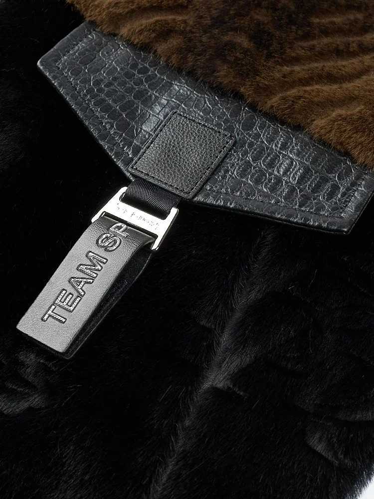 2024 Winter Mens Fashion Authentic Fur Warm Jacket Mens Collar Patch Work Jacket Mens Genuine Fur Casual Jacket F467 W241213