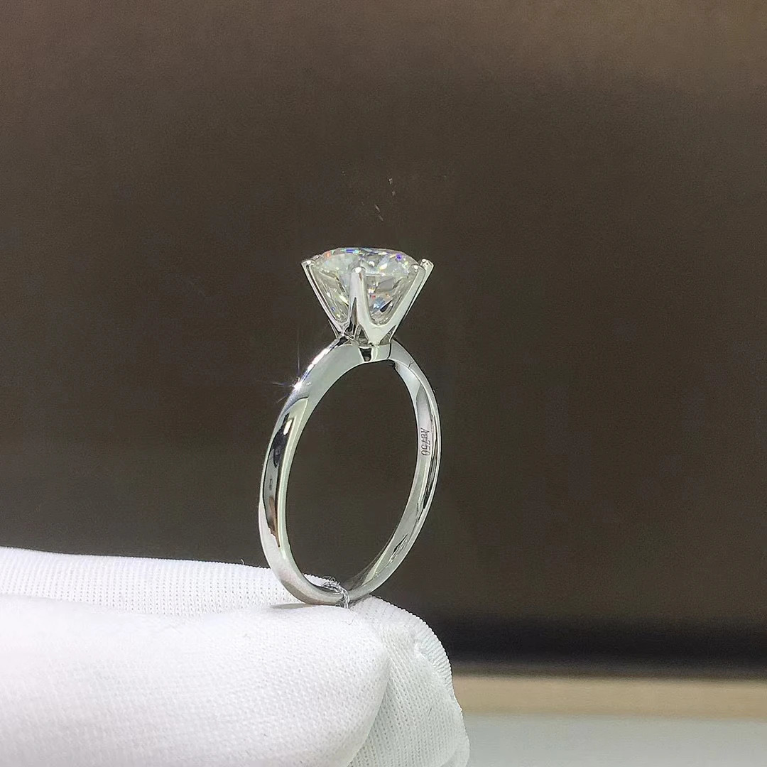 Classic 6 Prongs 5 Round Ring Sterling Silver Plated 14K Gold High Clarity D Color Diamond Rings Woman Jewelry 241214