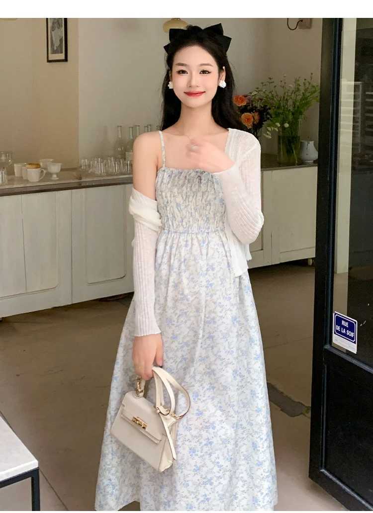 Materni Summer Floral Dress Sleeveless High Waist Stretched Pregnant Woman Strap Dress Elegant Pregnancy Chiffon Beach DressesXJ241213