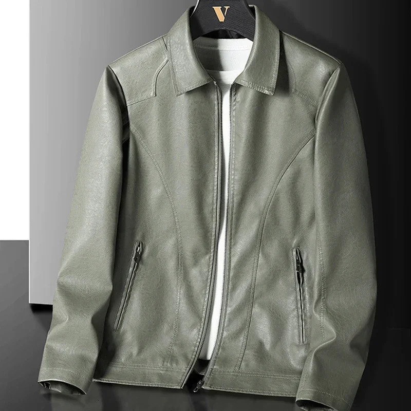 Men Outerwear Spring Autumn Style Comfortable Texture Leather Jacket Korean Version Plus Size Leather Jacket 241213