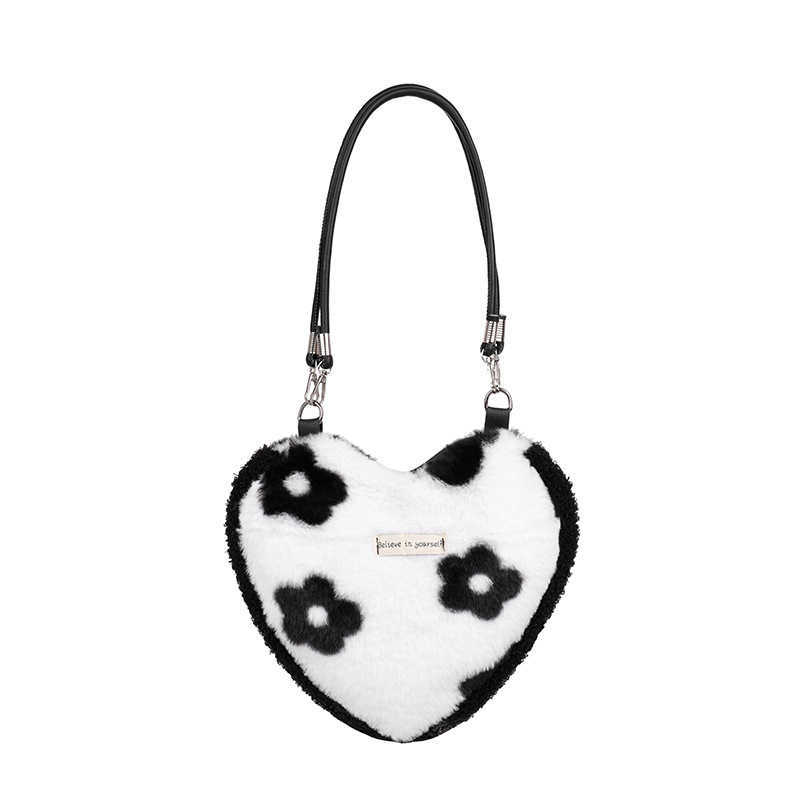 Summer and Winter Love Plush Womens Bag Korean Plush Weaving Color Pure Chessboard Underarm Crossbody Bag for Women