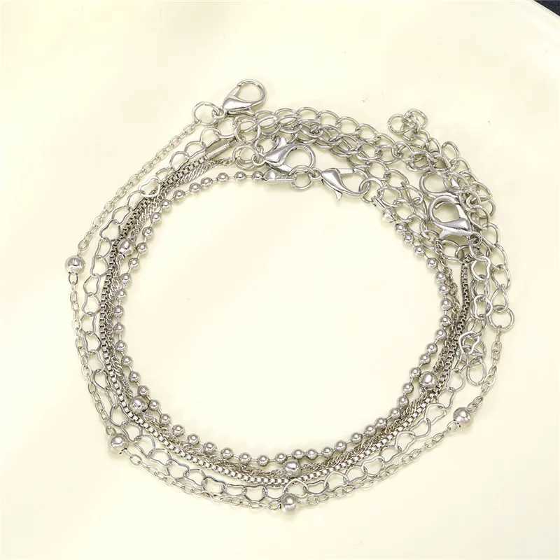 YOBEST 2024 New Heart Beads Chain Bracelets for Women Silver Color Tren Geometric Bracelets Set Party Jewelry AccoriesXJ241214
