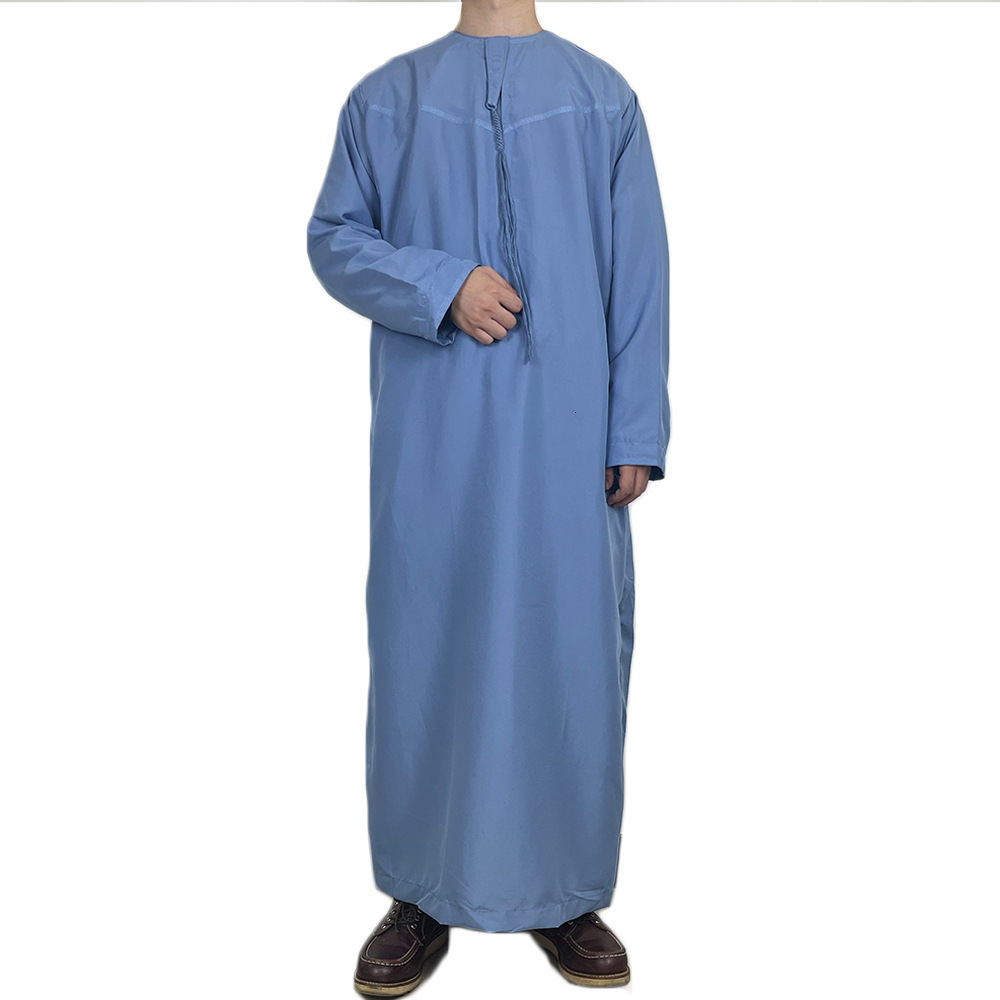 Ethnic Clothing 1Piece Mens Jubba Thobe Kaftan Long Pakistan Aman Abaya Muslim Saudi Arabia Djellaba Islam Clothing Prayer Robe Ramadan A04