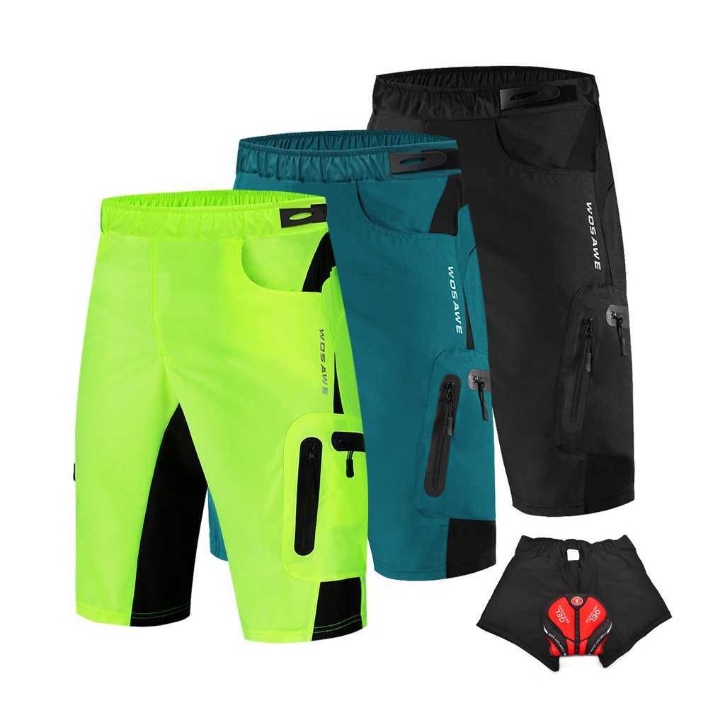 WOSAWE Mens Cycling Shorts Built-in 3D cushion Padding Loose Fit Shockproof Bike Trousers Breathable with Multi Pockets X260527