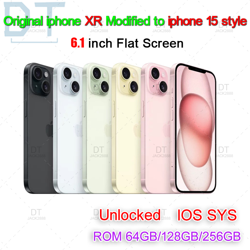 iPhone Original Unlocked iphone XR in iphone 15 style Cellphone 6.1" Retina IPS LCD RAM 3GB ROM 64GB/128GB A12 Bionic 4G LTE Hexa Core IOS Mobile