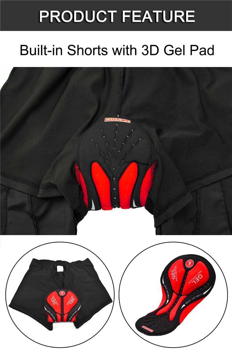 WOSAWE Mens Cycling Shorts Built-in 3D cushion Padding Loose Fit Shockproof Bike Trousers Breathable with Multi Pockets X260527