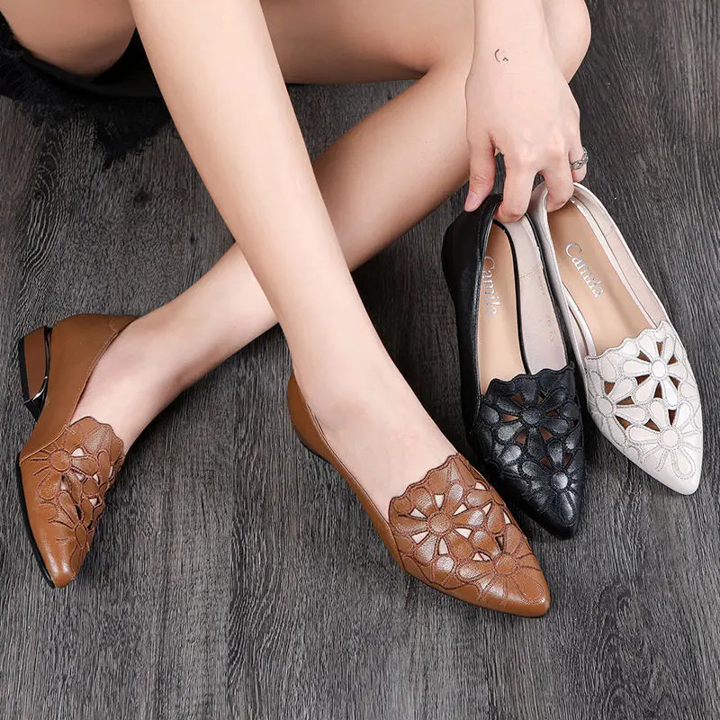 Mid Casual For Women Heels Wedding Hollow Out Black Square Heel Formal Shoes Work Lady Fall Atilla Mujer