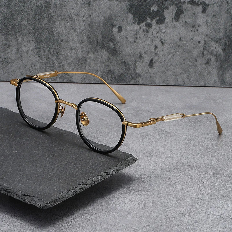 Retro Round Handmade Men Eyewear Women Eyeglasses Gafas Optical Reading Adjustable Legs MUIHOLLAND Glasses Frame 241213
