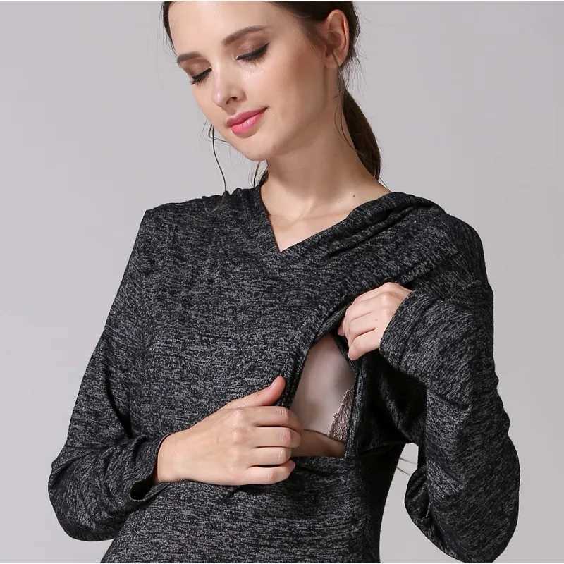 Materni Clothes Pregnancy Dress Fashion Breastfeeding Dress For Pregnant Women Clothing Soft Autumn Nursing Dress FreeshippingXJ241213