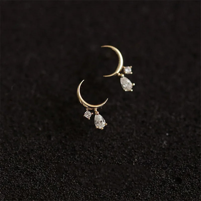 HI WOMAN 925 Sterling Silver Korean Moon Tassel Zircon Earrings for Woman Wedding Jewelry Gift 241214