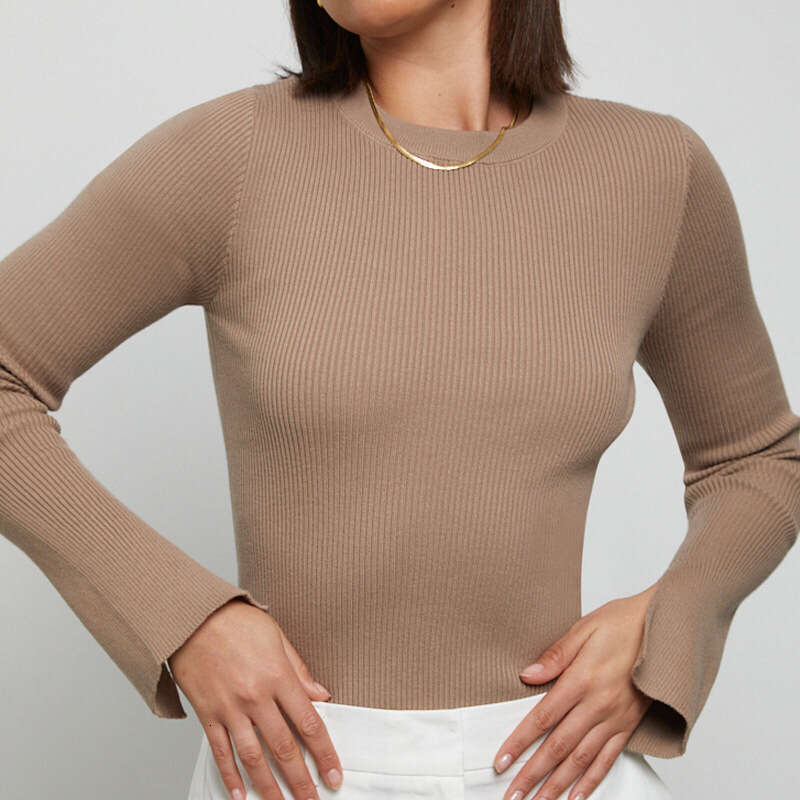 2024 New French Top Sexy Umbilical Short Knitted Sweater for Women