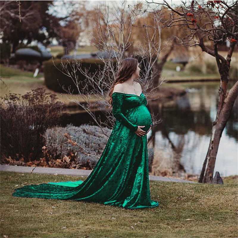 Pregnancy Tailor Gown Sexy Materni Dresses Photoshoot Long Sleeve Pregnant Women Dress Photography Props Loose ClothingXJ241213