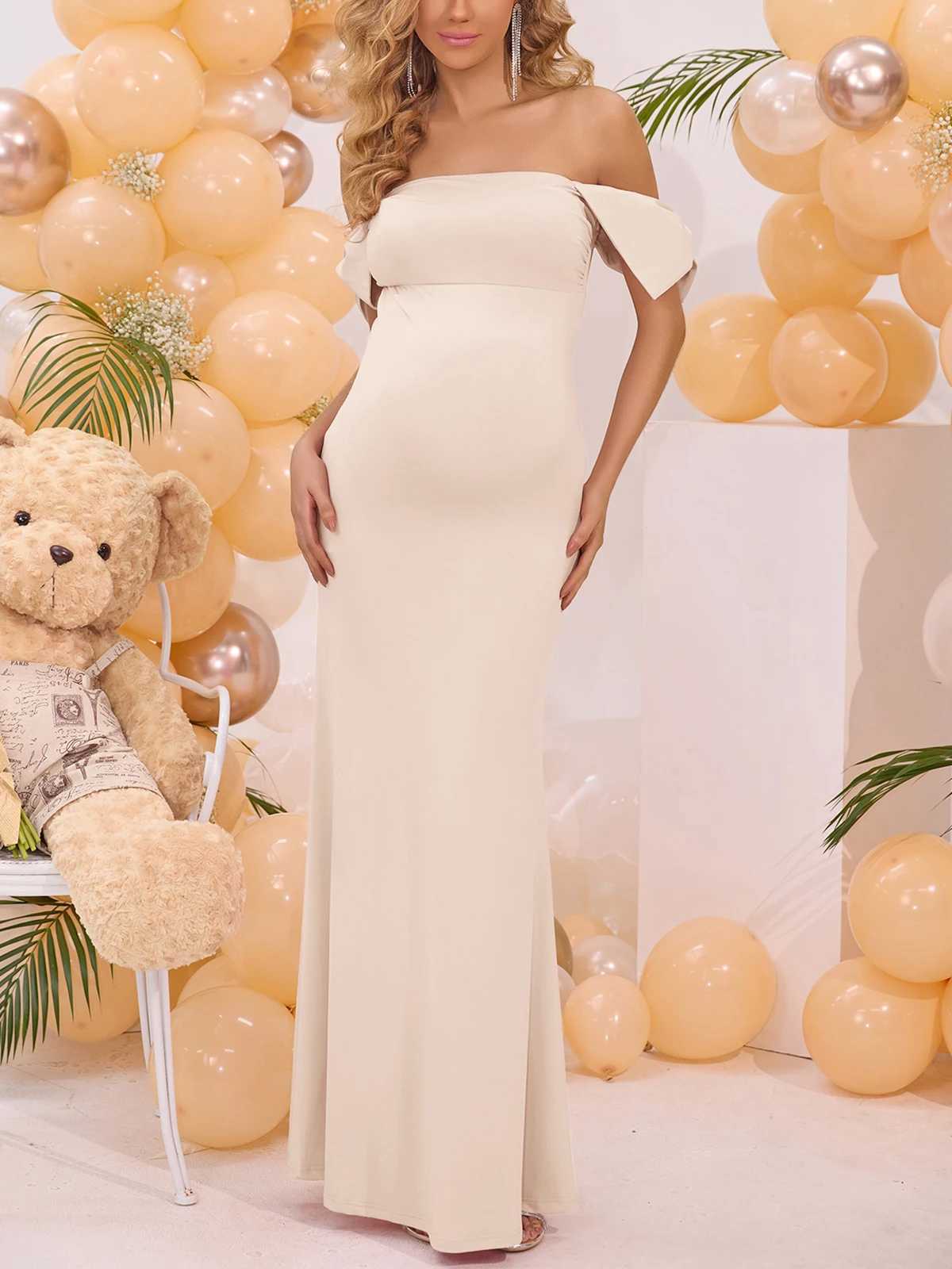 ItsRoya Bow Off Shoulder Materni Dresses Photoshoot Backless Elegant Par Evening Mermaid Gowns Slim Solid Pregnant ClothesXJ241213