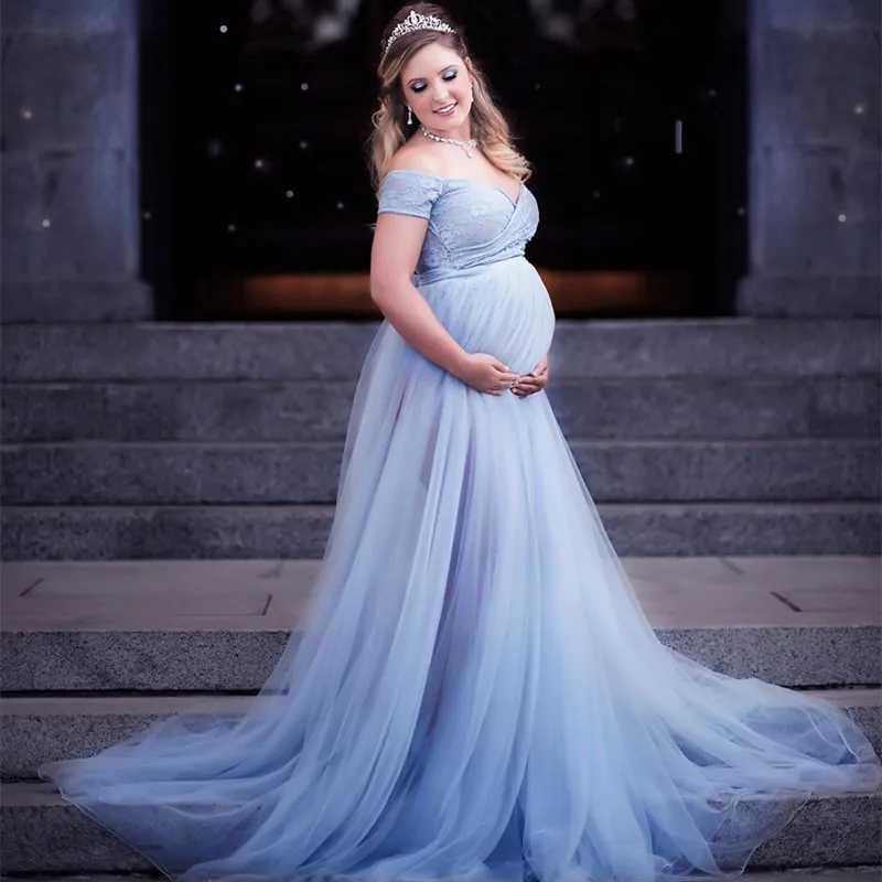 2020 Tulle Materni Dress For Photo Shoot Pregnancy Long Tulle Dress For Photography Baby Shower Dresses Materni PhotographyXJ241213