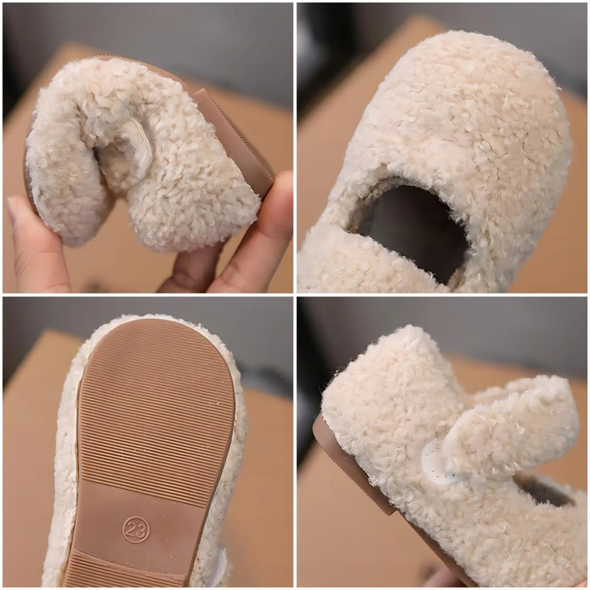 Autumn Winter Children Furry Shoes Fashion Warm Kids Princess Shoes Korean Style Shallow Girls Shoe Cover Toe Plush Flat Shoes 241213