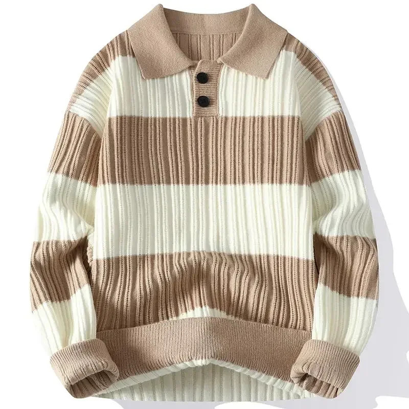 Mens Sweater High Quality Oversized Pullover y ner Striped Stylish Y2K Autumn Clothes Streetwear Korean Style Knitwear 241213
