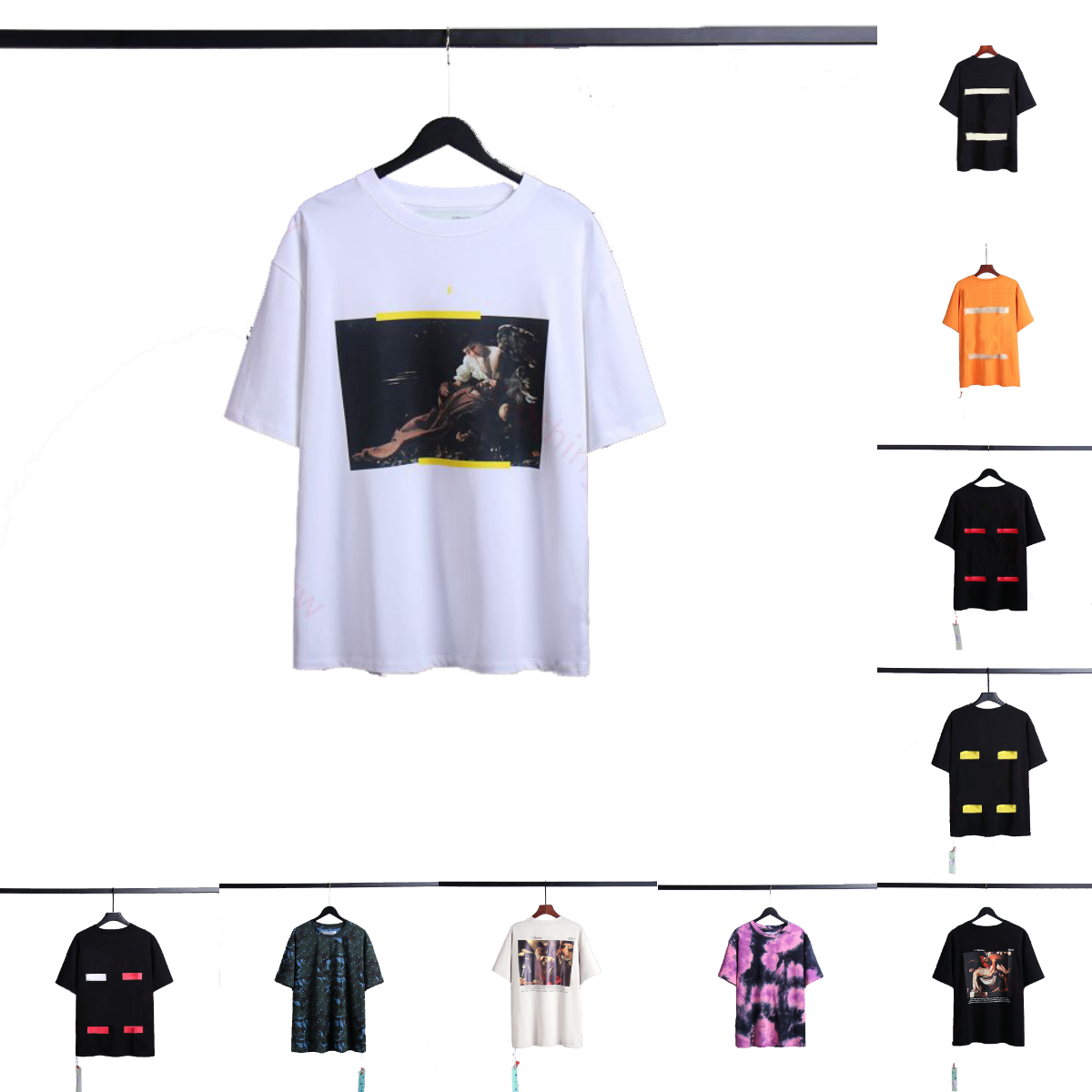 mens designer t shirt graphic tee designer shirt summer high-quality cotton classic graffiti short sleeve tape arrow loose male and female couple T-shirt Size S-XL