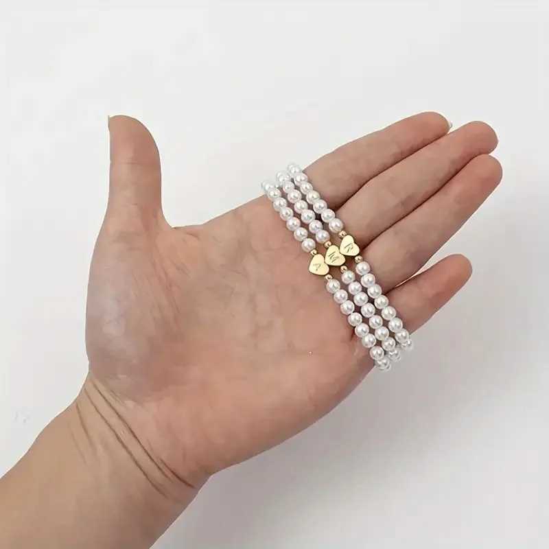 26 Letters Initial Bracelet For Women Faux Pearl Bracelet Fashion Women link Bracelet Wristband Jewelry gift Pearl Bracelet A-ZXJ241214