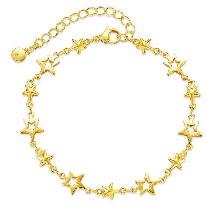 Stainl Steel Metal Hollow Star Chain Bracelets For Man Women Gold Silver Color Pentagram Pendant Bracelet Jewelry GiftsXJ241214