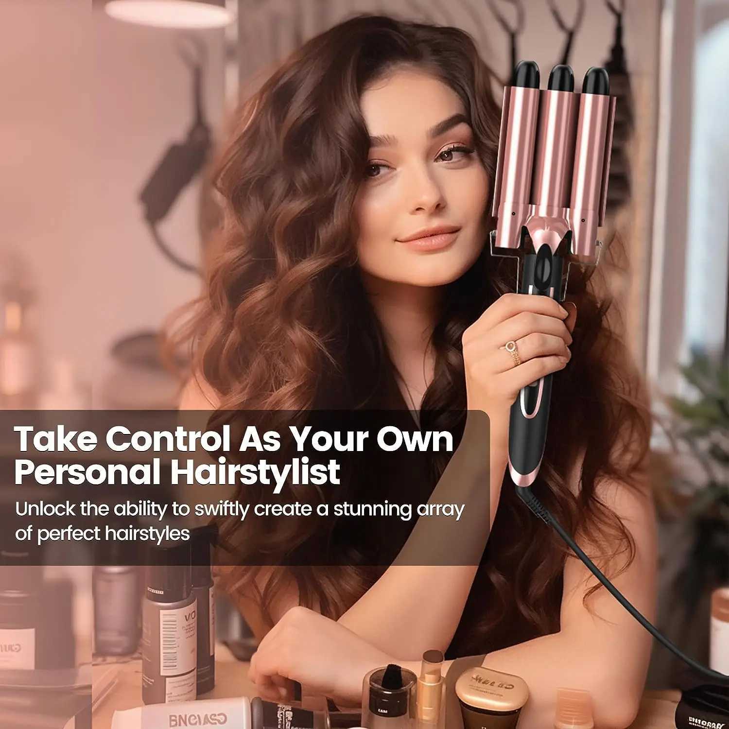 5 in 1 Hair Curling Wand Set Curling Iron with Interchangeable Barrels and Wave Curling Iron Fast Heating Wand Curler W241214