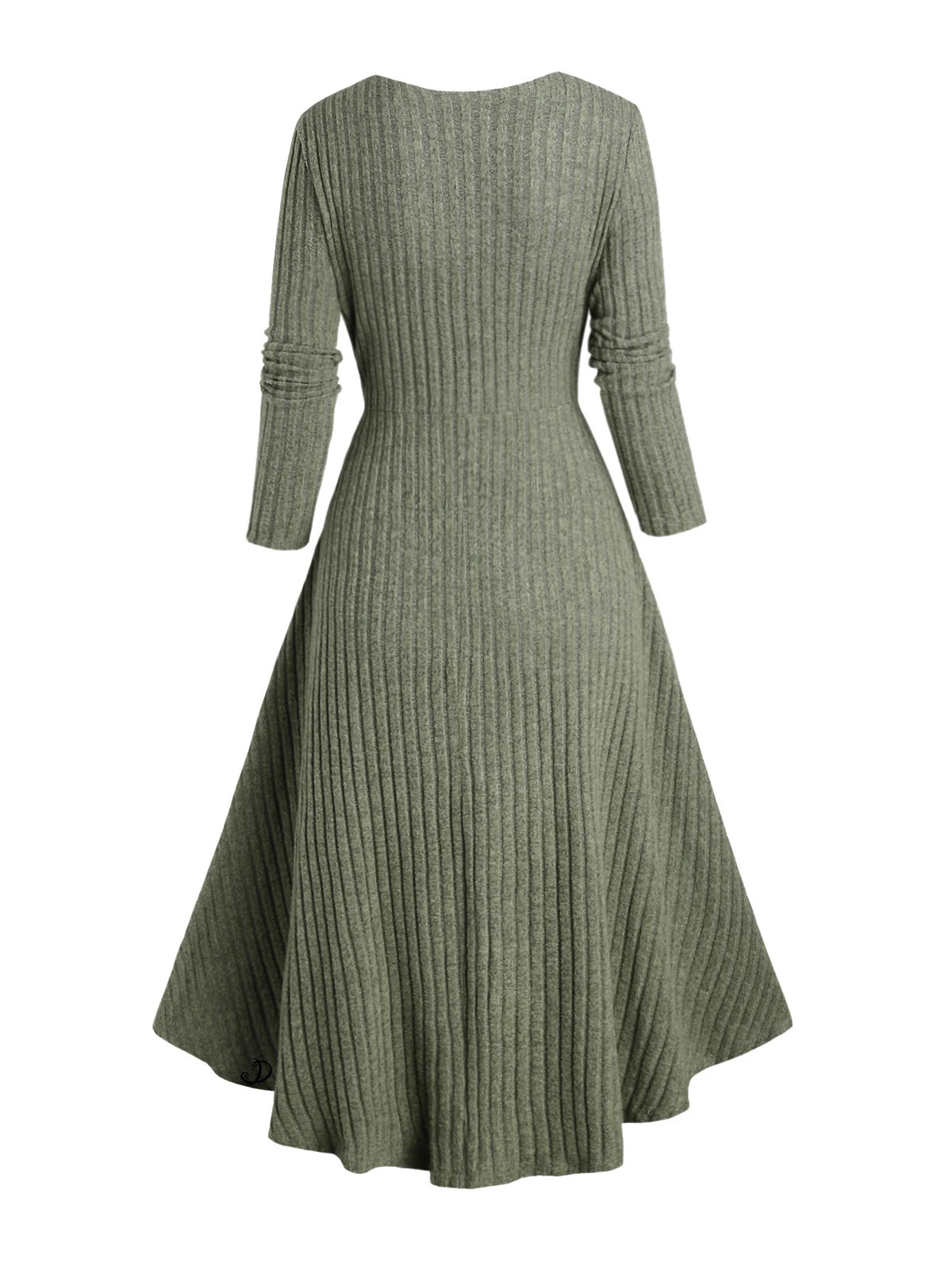 DRESSFO womens Christmas reindeer snowflake print patch work button rib knit artificial diagonal dress 241212