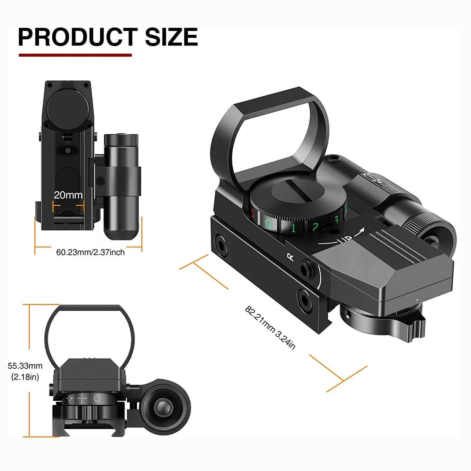 Tactical Rifscope with Laser Hunting Optics Red Green Projected Dot Sight Rx 4 Retic Scope Collimator Sight for 20mm RaiXJ241214