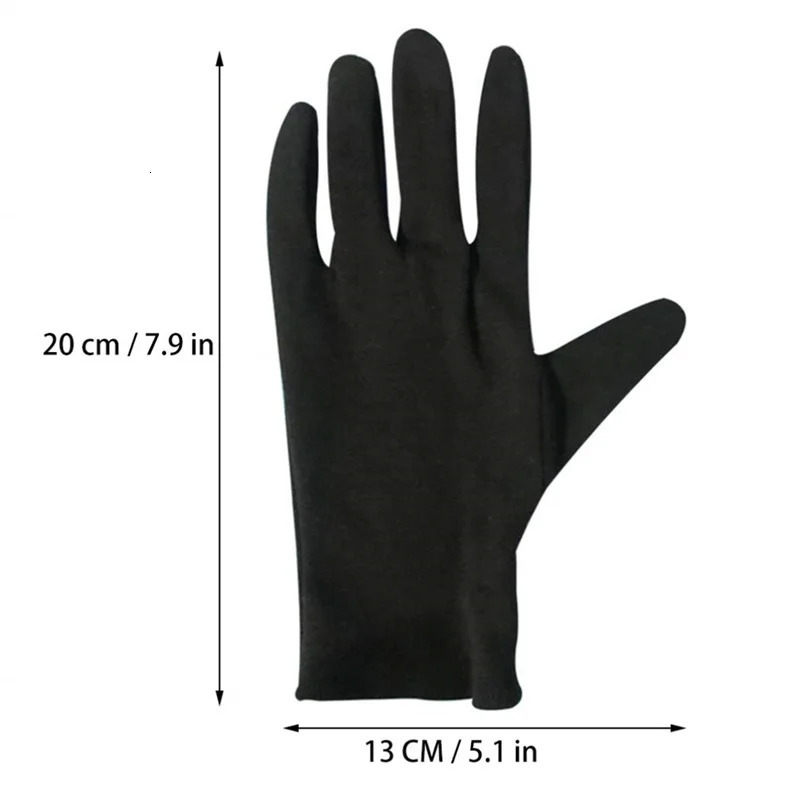 6/12Pairs Black Cotton Gloves Soft Moisturizing Overnight Eczema Cloth Gloves Stretch Washable Jewelry Inspection Working Gloves 241213
