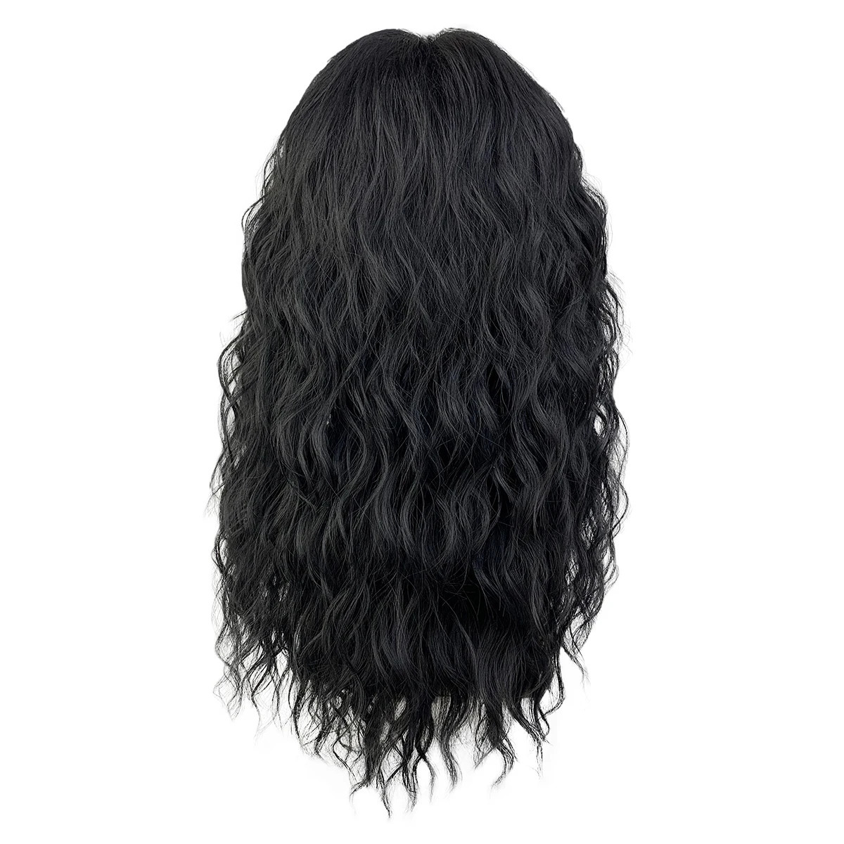 Synthetic Men Wig Natural Curly Dark Brown Color Male Wig With Bangs Water Wave Daily or Cosplay Adjustable Man Hair Wig 241213